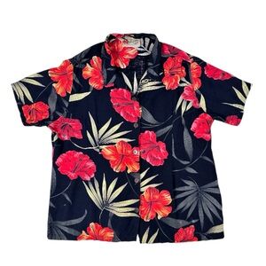 Vintage 90s Hilo Hattie Hawaiian Shirt Women 2XL Hibiscus Floral